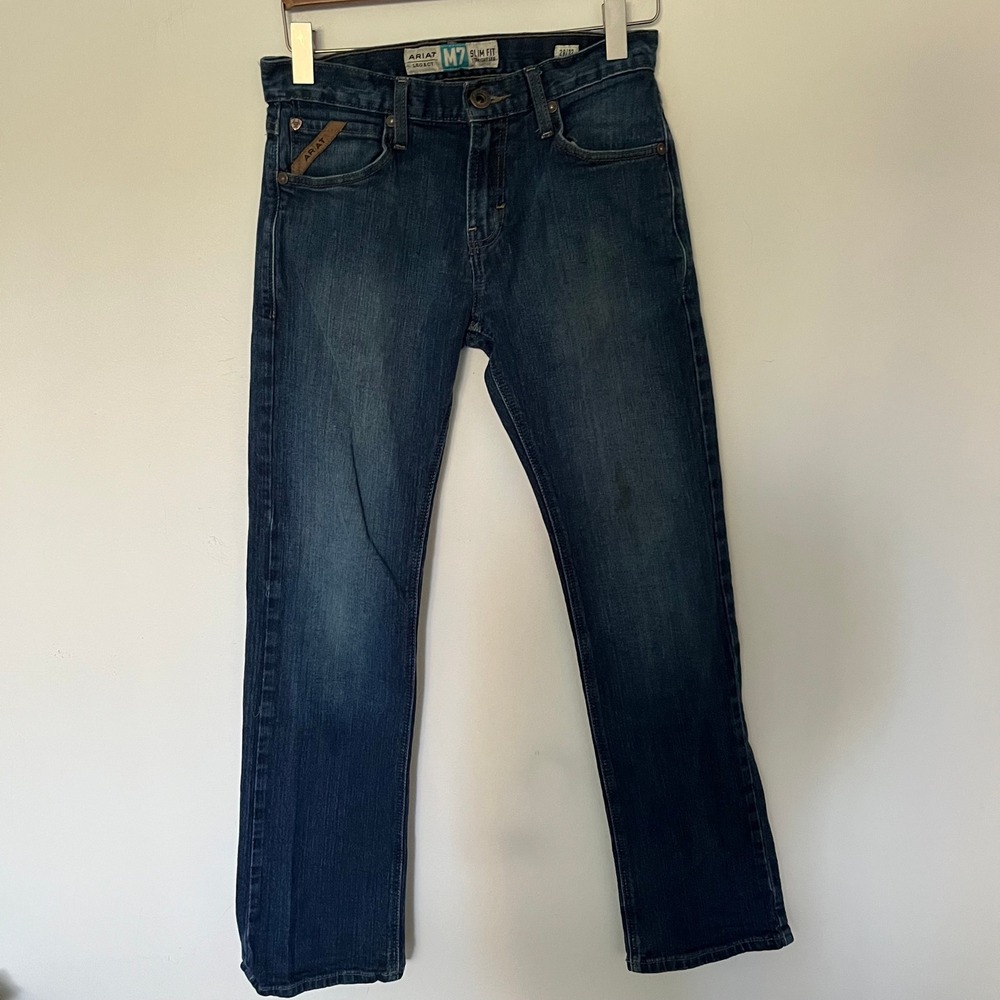 Ariat M7 Rocker Slim Fit Straight Leg Dark Wash Denim Jeans Mens 29x32